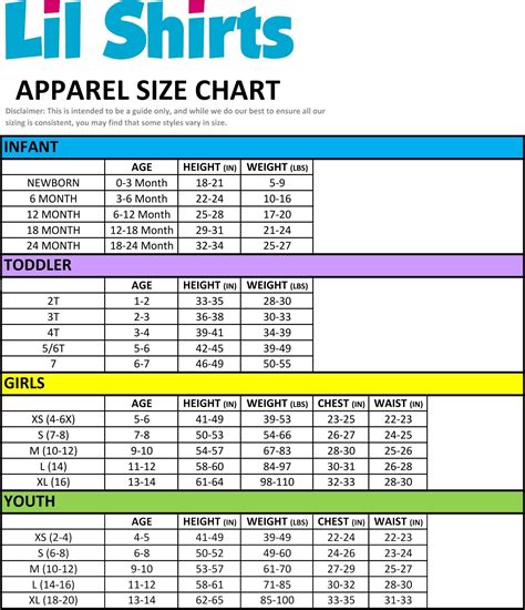 amazon sizes chart.